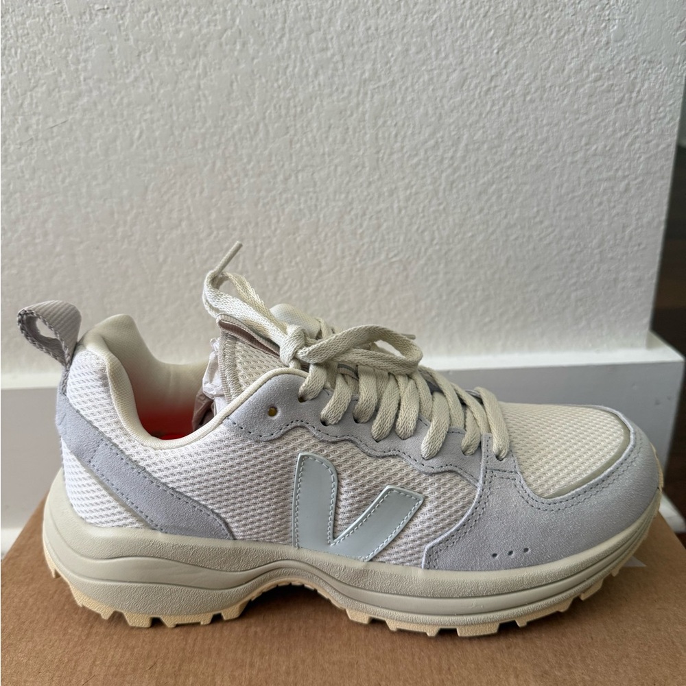 Veja Cream and Gray Athletic Shoes
